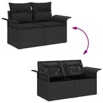 vidaXL Ensemble de canapé de jardin avec coussin 5 Pièces Noir Poly rotin