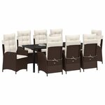 vidaXL Ensemble de salle à manger pour jardin 9 Pièces Marron polyrotin