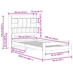 vidaXL Lit bibliothèque sans matelas cire marron 90x200 cm pin massif