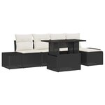 vidaXL Ensemble de canapé de jardin avec coussin 6 Pièces Noir et crème