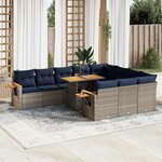 vidaXL Ensemble de canapés de jardin 11 Pièces et coussins rotin acacia