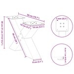 vidaXL Pieds de table basse en forme de X  2 pièces  blanc  50 x (30-31) cm  acier