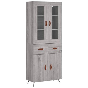 vidaXL Buffet haut Sonoma gris 69 5x34x180 cm Bois d'ingénierie
