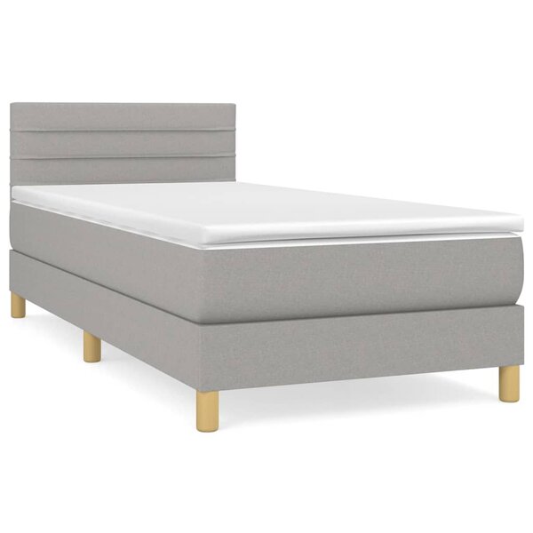 vidaXL Sommier à lattes de lit avec matelas Gris clair 100x200cm Tissu