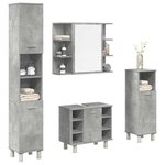 vidaXL Ensemble de meubles de salle de bain 4 Pièces gris béton