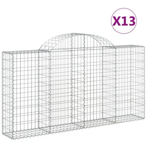 vidaXL Paniers à gabions arqués 13 Pièces 200x30x100/120 cm Fer galvanisé