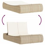 vidaXL Chaise longue double avec coussins beige résine tressée