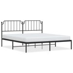 vidaXL Cadre de lit métal avec tête de lit noir 180x200 cm