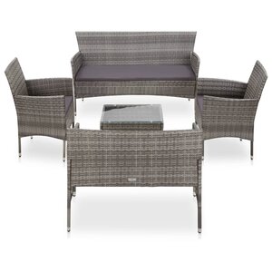Salon de jardin meuble d'extérieur ensemble de mobilier 5 pièces avec coussins résine tressée gris 02_0016444