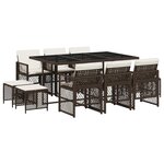 vidaXL Ensemble à manger de jardin et coussins 11 Pièces marron rotin