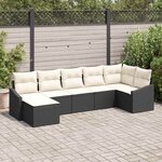 vidaXL Ensemble de salle à manger pour jardin 7 Pièces Noir et Crème