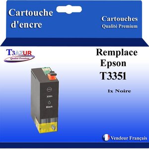 T3AZUR - Cartouche Compatible avec Epson T3351 (33XL) remplace Epson XP530 XP540 XP540 XP630 XP635 XP640 XP645 XP7100 XP830 XP900 - Noire