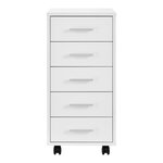 Caisson à roulettes mobile avec 5 tiroirs en MDF 63 cm blanc 03_0001245