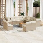 vidaXL Salon de jardin avec coussins 14 Pièces beige résine tressée