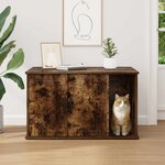 vidaXL Maison pour chat Chêne fumé 85 x 55 x 50 cm Bois d'ingénierie