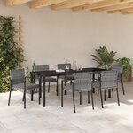 vidaXL Ensemble de salle à manger jardin 7 pièces gris rotin PE