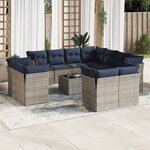 vidaXL Salon de jardin avec coussins 12 Pièces gris résine tressée