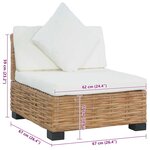 vidaXL Canapé sans accoudoirs avec coussins Rotin naturel