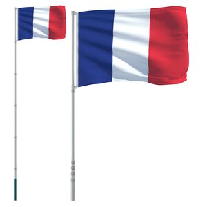 vidaXL Drapeau de la France et mât 5 5 m Aluminium