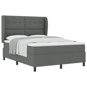 vidaXL Lit à ressorts avec matelas Gris foncé 140 x 190 cm tissu