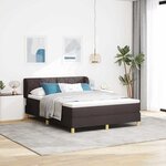 vidaXL Lit à ressorts avec matelas Marron foncé 140 x 200 cm tissu