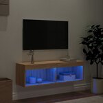 vidaXL Meuble TV avec lumières LED chêne sonoma 100x30x30 cm