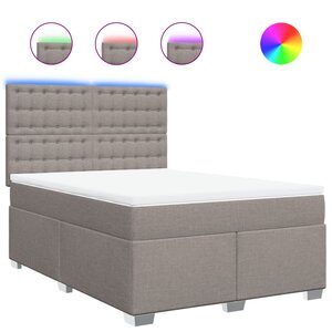 vidaXL Sommier à lattes de lit avec matelas Taupe 140x190 cm Tissu