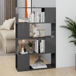 vidaXL Bibliothèque/Séparateur de pièce Gris brillant 80x24x124 5 cm