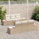 vidaXL Ensemble de canapé de jardin 7 Pièces Beige Poly rotin