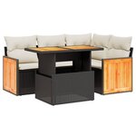 vidaXL Salon de jardin 5 Pièces avec coussins noir résine tressée