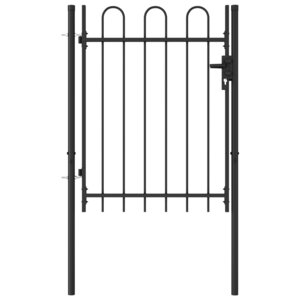 vidaXL Portillon simple porte avec dessus arqué Acier 1x1 2 m Noir