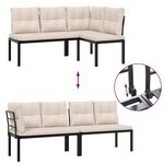 vidaXL Bancs de jardin avec coussins lot de 2 acier enduit de poudre