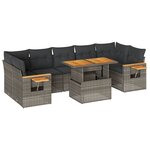 vidaXL Salon de jardin avec coussins 8 Pièces gris résine tressée acacia