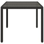 vidaXL Table de jardin dessus en verre Noir 150x90x75cm Résine tressée