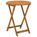 vidaXL Table de jardin pliante Naturel Ø60 x 75 cm