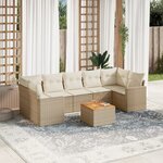 vidaXL Salon de jardin avec coussins 8 Pièces beige résine tressée