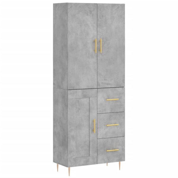 vidaXL Buffet haut Gris béton 69 5x34x180 cm Bois d'ingénierie