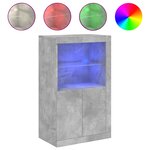 vidaXL Armoire latérale avec lumières LED gris béton bois d'ingénierie