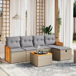 vidaXL Salon de jardin avec coussins 6Pièces mélange beige résine tressée