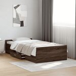 vidaXL Cadre de lit avec tiroirs sans matelas chêne marron 100x200 cm