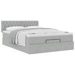 vidaXL Cadre de lit ottoman avec matelas gris clair 140x200 cm velours