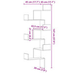 vidaXL Étagère murale d'angle gris béton 45x45x147cm bois d'ingénierie