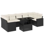 vidaXL Salon de jardin 8 Pièces avec coussins noir résine tressée