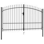 vidaXL Portillon double porte avec dessus à pointe Acier 3x1 75 m Noir