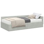 vidaXL Cadre de lit d'angle avec matelas 2 Pièces Gris clair Velours