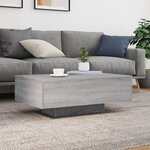 vidaXL Table basse avec lumières LED sonoma gris 85x55x31 cm
