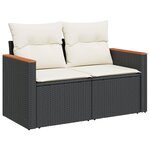 vidaXL Salon de jardin 7 Pièces avec coussins noir résine tressée