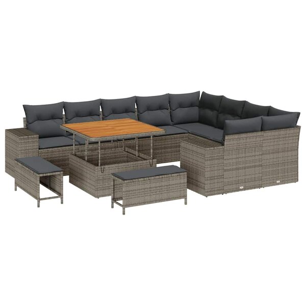 vidaXL Ensemble de canapé de jardin 12 Pièces Gris 100 x 100 x 71 cm