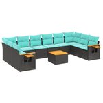 vidaXL Salon de jardin 11 Pièces avec coussins noir résine tressée