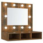 vidaXL Armoire à miroir avec LED Chêne fumé 60x31 5x62 cm